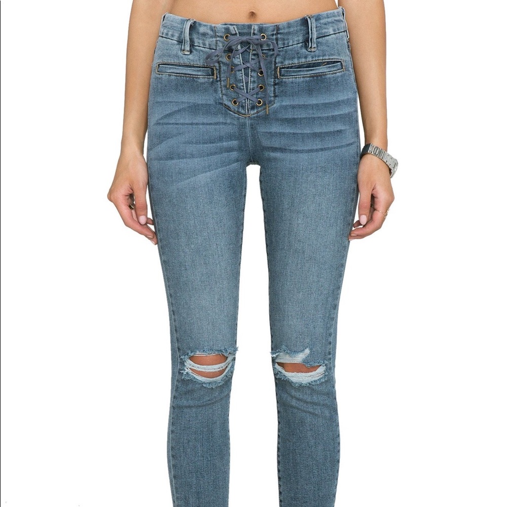 Amuse Society Soho Lace Up Denim Pant